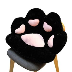 lecas, cat paw cushion cute seat cushion lazy sofa office chair cushion bear paw warm skin-friendly floor mat plush seat pad for comfortable and health (27.6x23.6 in, black), heart-shaped black