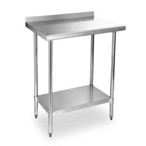 stableink nsf stainless steel table, 24 x 30 inches metal prep & work table with backsplash, adjustable undershelf and table foot, for commercial kitchen, restaurant (without caster wheels)
