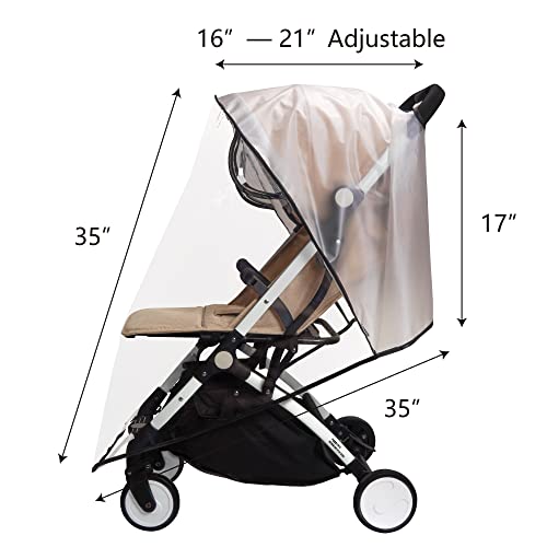 Baby Stroller Rain Cover, bemece Universal Stroller Accessory - Waterproof Windproof Travel Weather Shield Thick & Durable Protect from Dust and Snow with Breathable Ventilation Mesh Clear Visibility