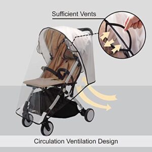 Baby Stroller Rain Cover, bemece Universal Stroller Accessory - Waterproof Windproof Travel Weather Shield Thick & Durable Protect from Dust and Snow with Breathable Ventilation Mesh Clear Visibility