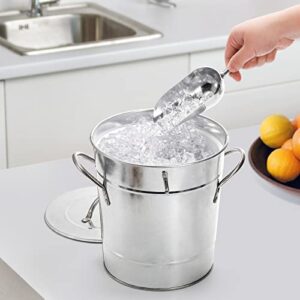 YOUEON 4L Ice Bucket with Scoop and Lid, Galvanized Metal Bucket with Carry Handles, Double Walled Wine Bucket Chiller, Beverage Tub for Parities, Picnics, Camping, Outdoor Bar Use, Silver