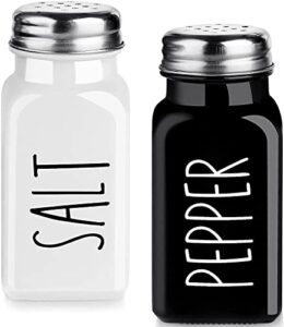 salt and pepper shakers set, dopeca 2.7oz glass salt shaker with stainless steel lid, black and white modern kitchen decor and accessories, cute salt and pepper set for kitchen or restaurant