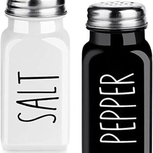 Salt and Pepper Shakers Set, Dopeca 2.7oz Glass Salt Shaker with Stainless Steel Lid, Black and White Modern Kitchen Decor and Accessories, Cute Salt and Pepper Set for Kitchen or Restaurant