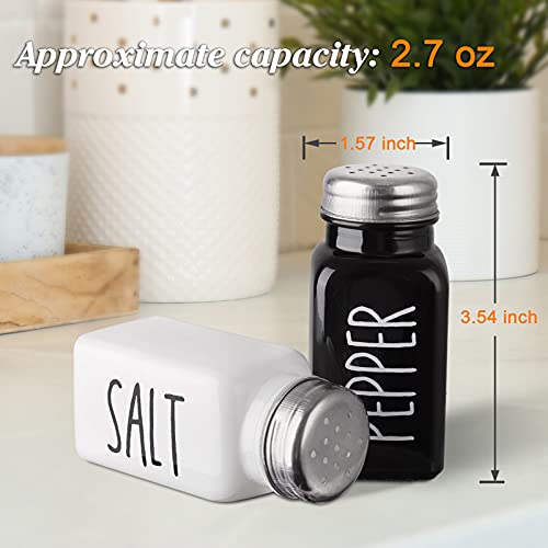 Salt and Pepper Shakers Set, Dopeca 2.7oz Glass Salt Shaker with Stainless Steel Lid, Black and White Modern Kitchen Decor and Accessories, Cute Salt and Pepper Set for Kitchen or Restaurant