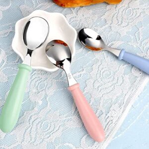 6 Pieces Toddler Spoons Baby Spoons for Self-Feeding, Stainless Steel Kids Spoons with Round Handle Metal Toddler Utensils Children's Silverware Set BPA Free, Dishwasher Safe