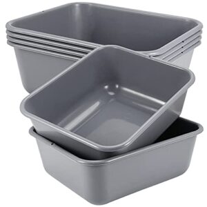 maaigu set of 6 plastic bus tubs, commercial bus box, plastic dish tubs tote box, 14 l rectangle utility box, gray