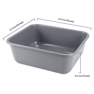 MAAIGU Set of 6 Plastic Bus Tubs, Commercial Bus Box, Plastic Dish Tubs Tote Box, 14 L Rectangle Utility Box, Gray