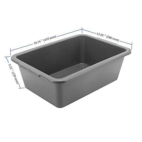 HEIHAK 4 Packs 13 L Plastic Bus Tub, Gray Commercial Bus Box Tote Box, Rectangle Utility Dish Tub for Kitchen, Restaurant, Cafeteria