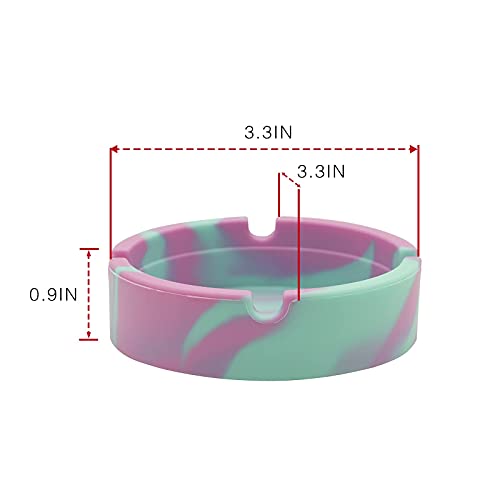 Silicone Ashtray,Hitsuki 3Pcs Unbreakable Outdoor Cool Ash Tray Sets for Weed,Withstand High Temperature Cigar Ashtrays for Outside,Rubber Cute Home Ashtrays for Cigarettes