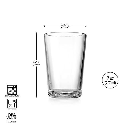 Glaver's Juice Glasses 7 OZ. Drinking Glassware Set of 4 Modern Tumbler Beverage Ice Tea Glass Cups - Uses for Juice, Water, Beer, Whiskey, Cocktails. Dishwasher Safe