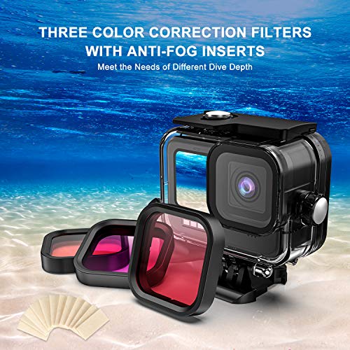 Underwater Waterproof Housing Case Bundle, Waterproof Case+Tempered Glass Screen Protector+ Silicone Case+ Carrying Case+ Anti-Fog Inserts+ Snorkel Filters