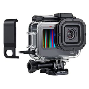soonsun skeleton protective housing case for gopro hero 11 black / hero 10 black / hero 9 black - includes aluminum battery cover side door with charging port, charging without removing housing case