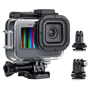 soonsun waterproof case for gopro hero 11 black/hero 10 black/hero 9 black, 60m underwater protective dive housing case with cold shoe mount adapter for gopro hero 11 10 9 black action camera