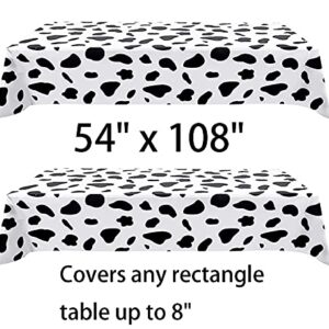 6 Pack Disposable Black and White Cow Print Plastic Tablecloth, 108 Inch x 54 Inch Ractangle Tablecover, for Party, Dance and Picnic (Black and White Cow Print)