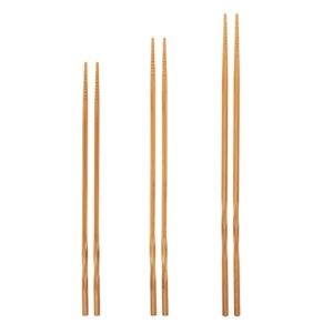 yosukata reusable natural wooden long cooking chopsticks set of 3 pairs: 11.8 inch, 13-inch, 14.2 inch brown long wok wooden chopsticks reusable