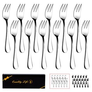 dessert forks set of 12, 5.5inches, stainless steel cocktail forks, appetizer small forks, fruit salad forks for party, hotel, restaurant，dishwasher safe