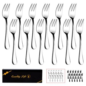 Dessert Forks Set of 12, 5.5Inches, Stainless Steel Cocktail Forks, Appetizer Small Forks, Fruit Salad Forks for Party, Hotel, Restaurant，Dishwasher Safe