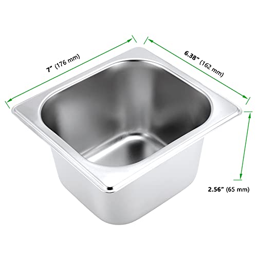 JAPCHET 8 PCS 1/6 Size 2-1/2 Inch Deep Steam Pan, Steam Table Chafer Pan, Stainless Steel Hotel Pan Food Pan for Buffet, Restaurants, Catering