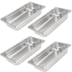 4 pack 1/3 size x 2.5 inch deep steam table pan, 12.8"x6.9"x2.6" stainless steel anti-jam hotel pan for food warmer, buffet server, restaurants and catering supplies, 22 gauge