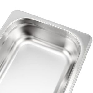 4 Pack 1/3 Size x 2.5 Inch Deep Steam Table Pan, 12.8"x6.9"x2.6" Stainless Steel Anti-Jam Hotel Pan for Food Warmer, Buffet Server, Restaurants and Catering Supplies, 22 Gauge