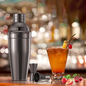 Vabaso 20 Piece Cocktail Shaker Set with Rotating Stand, 25oz Stainless Steel Black Bartender Kit Bar Tools Set for Home, Bars, Parties and Traveling, Cocktail Lovers Gift