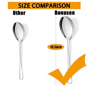 Bonasen 10.1-Inch 6-Piece Serving Spoons - Includes 3 Large Serving Spoons and 3 Slotted Spoons, Stainless Steel Buffet Serving Utensils,Metal Serving Spoons Set for Parties