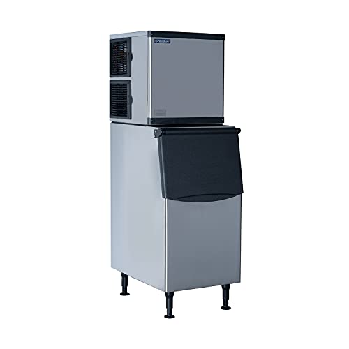 Snooker Full Cube Large Capacity Commercial Ice Machine with Insulated Storage Bin - 350 lb. - Air Cooled, Silver, SK-329