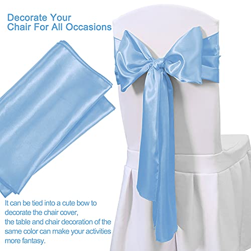 5 Pack Baby Blue Table Runners 12 x 108 inches Long Baby Blue Silk Satin Table Runner for New Year Party Valentine's Day Wedding Banquet Birthday Party