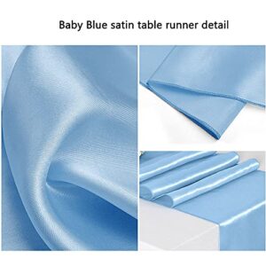 5 Pack Baby Blue Table Runners 12 x 108 inches Long Baby Blue Silk Satin Table Runner for New Year Party Valentine's Day Wedding Banquet Birthday Party