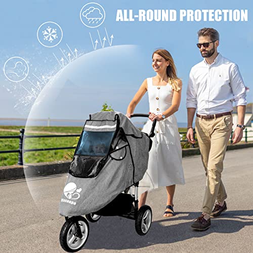 Stroller Rain Cover,Universal Stroller Accessory,Waterproof,Windproof Protection,Protect from Dust Snow,Baby Travel Weather Shield,Rainproof Nano-Coating Elastic Band,Grey