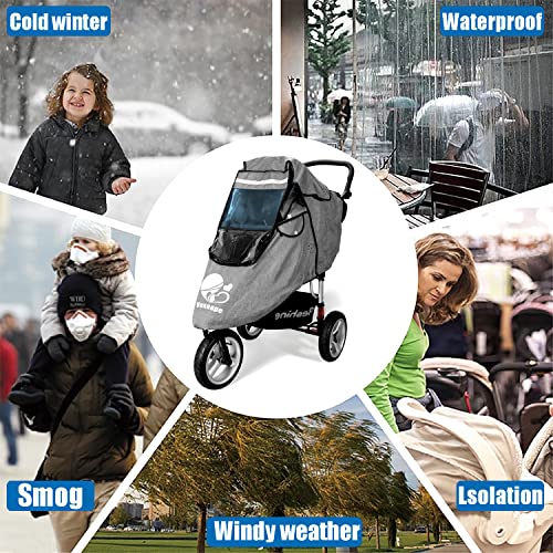 Stroller Rain Cover,Universal Stroller Accessory,Waterproof,Windproof Protection,Protect from Dust Snow,Baby Travel Weather Shield,Rainproof Nano-Coating Elastic Band,Grey