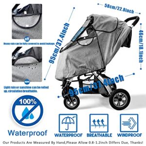 Stroller Rain Cover,Universal Stroller Accessory,Waterproof,Windproof Protection,Protect from Dust Snow,Baby Travel Weather Shield,Rainproof Nano-Coating Elastic Band,Grey