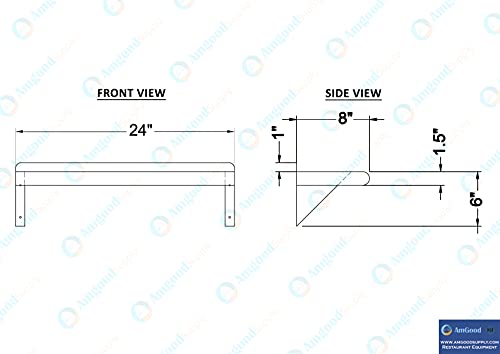 AmGood 8" X 24" Stainless Steel Wall Shelf | Metal Shelving | Garage, Laundry, Storage, Utility Room | NSF | Restaurant, Commercial Kitchen