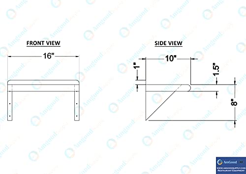 AmGood 10" X 16" Stainless Steel Wall Shelf | Metal Shelving | Garage, Laundry, Storage, Utility Room | Restaurant, Commercial Kitchen | NSF