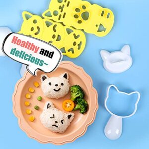 Cute Cat Rice Ball Molds 6 Sets Sushi Molds Bento Box Accessories Kits with 1PC Musubi Maker Press Mold, 2PCS Gimbap Molds Triangle and 1PC Rice Ball Mold Shaker for DIY Fun Lunch Box Picnic Tool