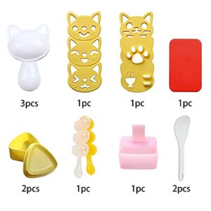 Cute Cat Rice Ball Molds 6 Sets Sushi Molds Bento Box Accessories Kits with 1PC Musubi Maker Press Mold, 2PCS Gimbap Molds Triangle and 1PC Rice Ball Mold Shaker for DIY Fun Lunch Box Picnic Tool