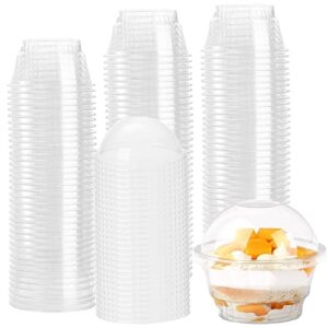 lyellfe 100 pack dessert cups with dome lids, 5 oz clear plastic cups, disposable ice cream cups for take away food dessert cupcake and fruit