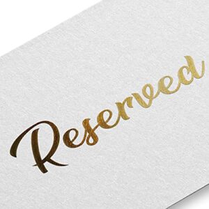 10 Pack Gold Reserved Table Signs for Wedding Party Restaurant - Double Sided Reserved Table Signs - Gold Reserved Signs for Tables - Gold Table Reserved Cards - White Paper Reserved Table Tent Card