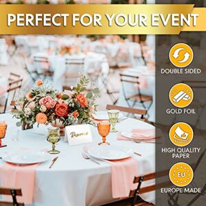 10 Pack Gold Reserved Table Signs for Wedding Party Restaurant - Double Sided Reserved Table Signs - Gold Reserved Signs for Tables - Gold Table Reserved Cards - White Paper Reserved Table Tent Card