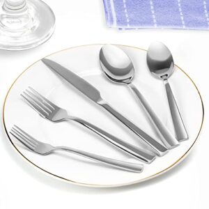 Silverware Set for 8, Briout 40 Piece Flatware Cutlery Set Stainless Steel Luxury Square Tableware Thick Knife Fork Spoon for Home Kitchen Restaurant Wedding, Mirror Polished, Dishwasher safe