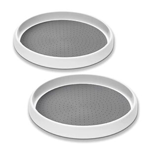 everquein lazy susan organizer, lazy susan turntable for cabinet refrigerator kitchen pantry bathroom, non-skid 360° rotating, plastic (2 pack, 10 inch)