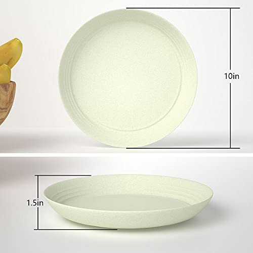 Gsinodrs Wheat Straw Plates 10 Inch (6 Pack), Light Weight Microwave Safe Plate -Unbreakable Deep Dinner Plates and Dishwasher Safe Plastic Plates Reusable for Kids Toddlers Adults, with 2 Sponges