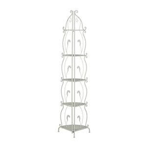 Deco 79 Metal Scroll Indoor Outdoor Tall Folding 5 Shelf Bakers Rack, 16" x 12" x 71", White