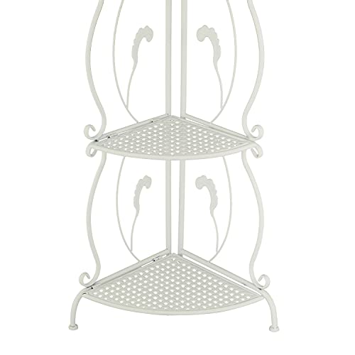 Deco 79 Metal Scroll Indoor Outdoor Tall Folding 5 Shelf Bakers Rack, 16" x 12" x 71", White