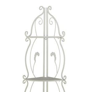 Deco 79 Metal Scroll Indoor Outdoor Tall Folding 5 Shelf Bakers Rack, 16" x 12" x 71", White