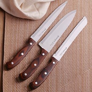 Emojoy Kitchen Knife Set,Knife Set for Kitchen with Block 6 Pcs High Carbon Stainless Steel Wooden Handle Knife Block Set without Steak Knives…