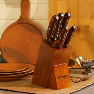 Emojoy Kitchen Knife Set,Knife Set for Kitchen with Block 6 Pcs High Carbon Stainless Steel Wooden Handle Knife Block Set without Steak Knives…