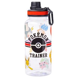 silver buffalo pokemon trainer icons twist spout plastic water bottle with stickers you stick yourself, 32 ounces