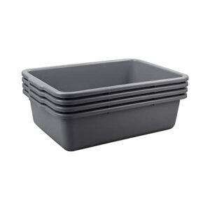 waikhomes 4-pack 35 l grey bus box, large utility bus tub, plastic commercial dish pan set
