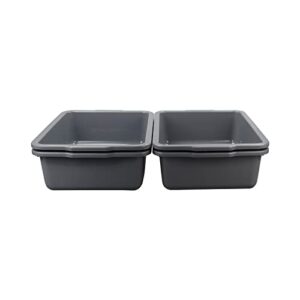 Waikhomes 4-Pack 35 L Grey Bus Box, Large Utility Bus Tub, Plastic Commercial Dish Pan Set